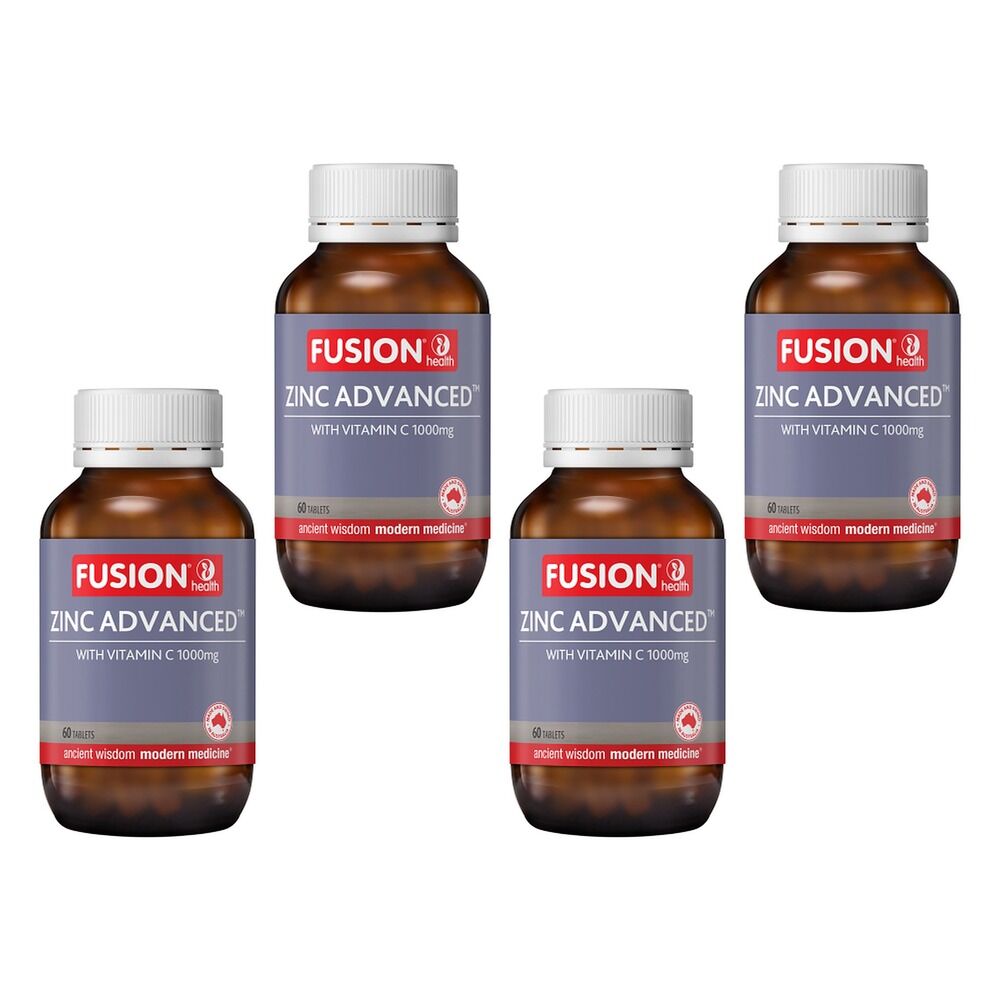 Fusion Zinc Advanced 50mg Vitamin C 60 Tablets Pack of 4