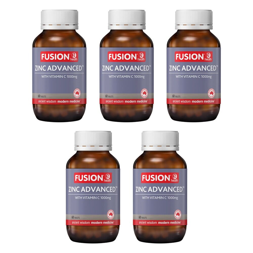 Fusion Zinc Advanced 50mg Vitamin C 60 Tablets Pack of 5