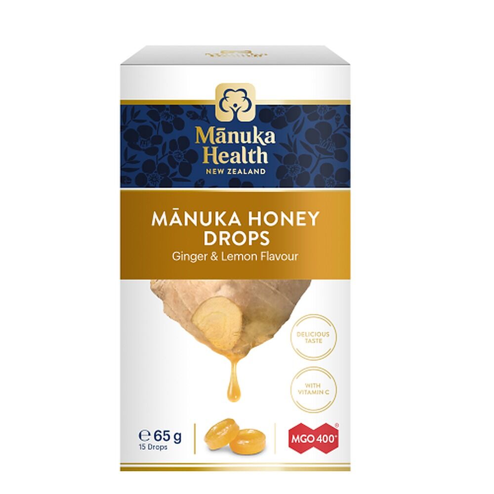Manuka Health MGO 400+ Manuka Honey Drops Ginger & Lemon 65g