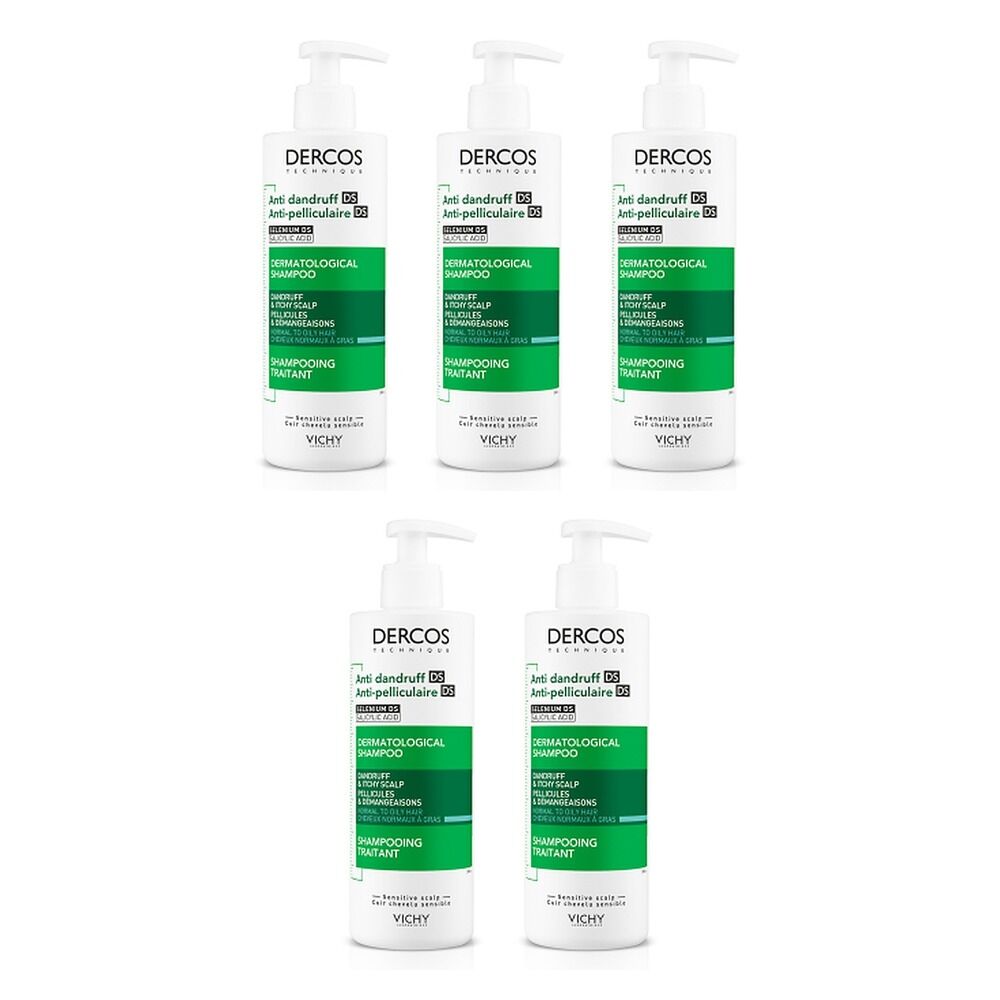 Dercos Anti-Dandruff Deep Cleansing Shampoo 390mL Pack of 5
