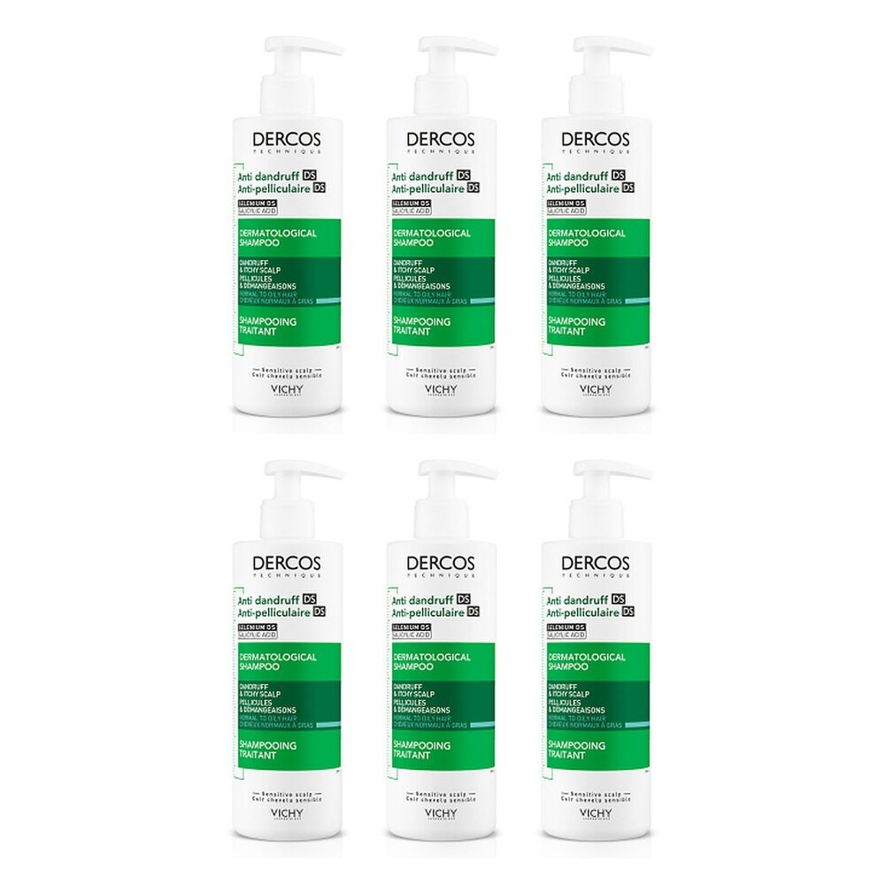 Dercos Anti-Dandruff Deep Cleansing Shampoo 390mL Pack of 6