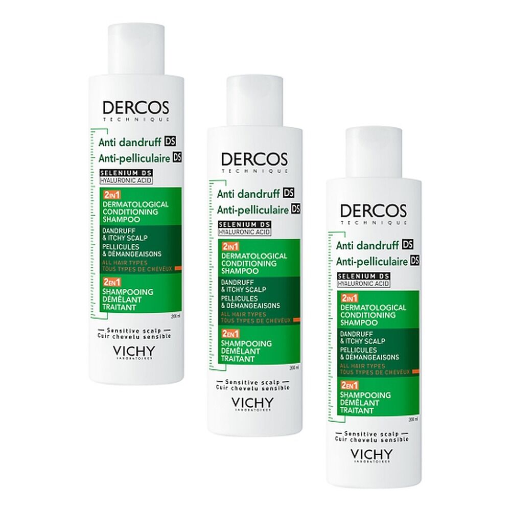 Dercos Anti-Dandruff 2-in-1 Conditioning Shampoo 200mL Pack of 3