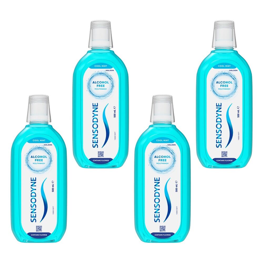 Sensodyne Cool Mint Alcohol Free Mouthwash 500mL Pack of 4