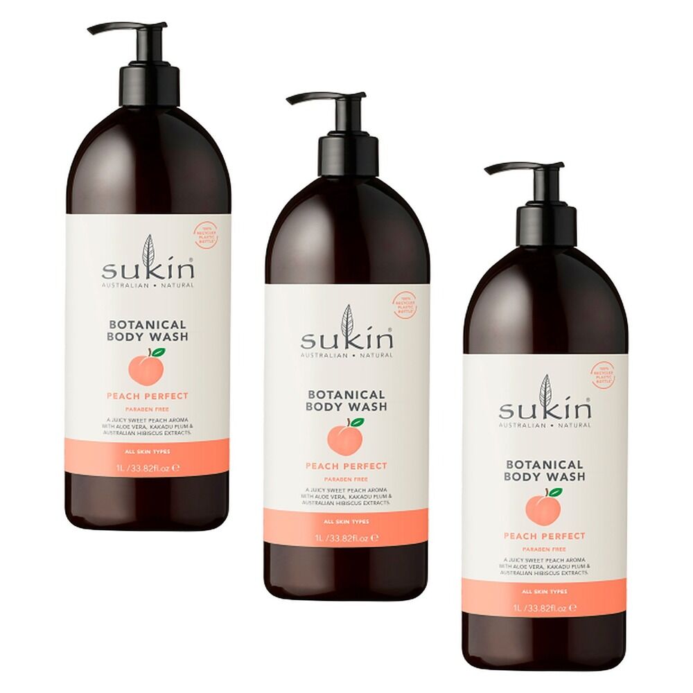 Sukin Botanical Body Wash Peach Perfect 1 Litre Pack of 3
