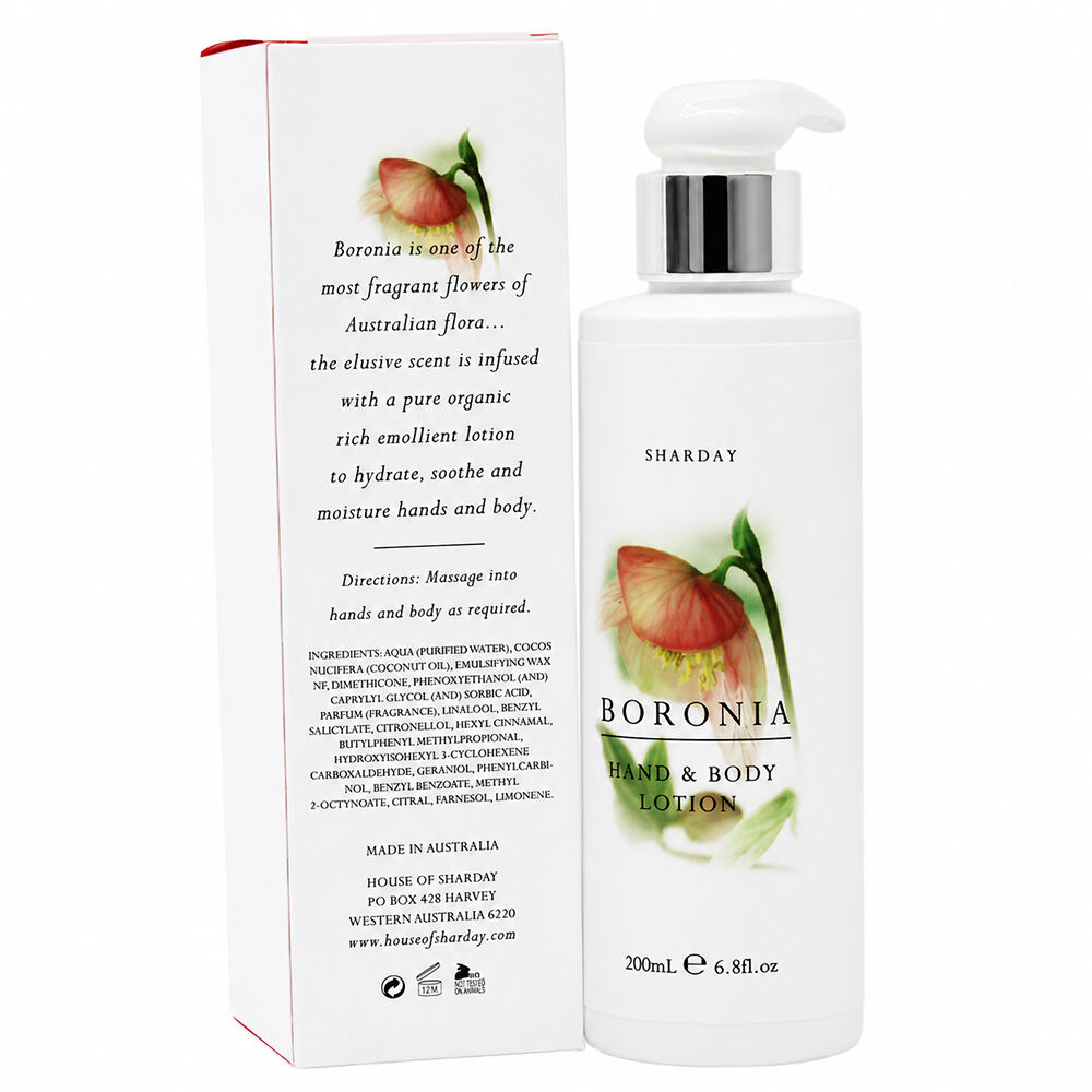 Sharday Boronia Hand and Body Moisturising Lotion 200ml Australian Floral Care