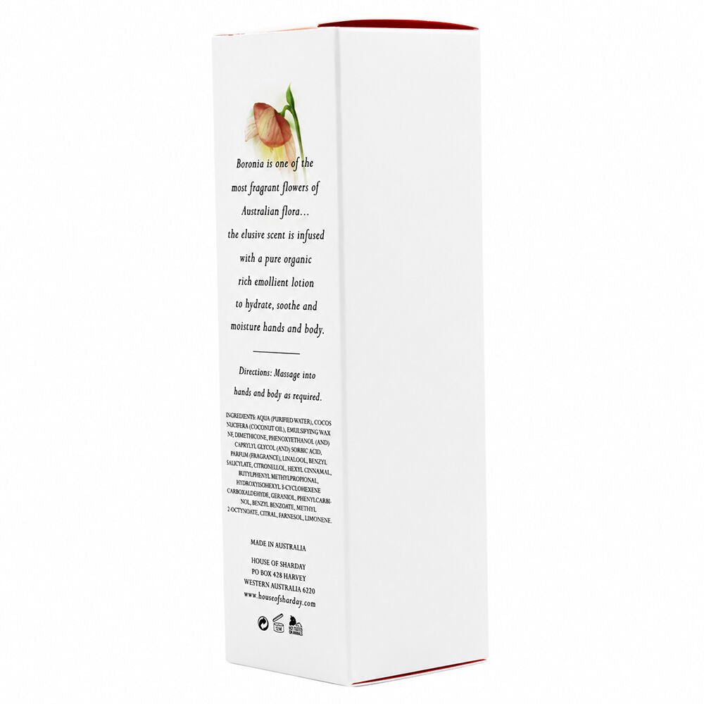Sharday Boronia Hand and Body Moisturising Lotion 200ml Australian Floral Care