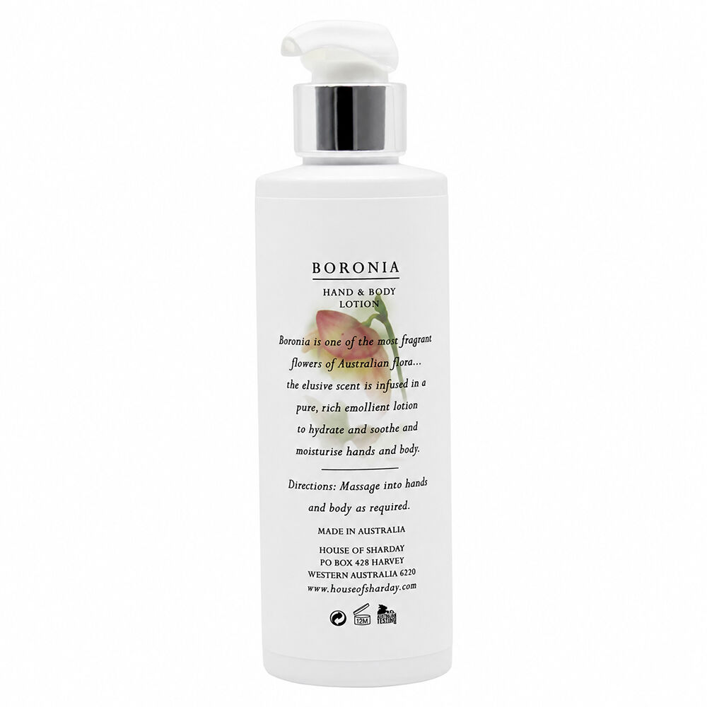 Sharday Boronia Hand and Body Moisturising Lotion 200ml Australian Floral Care