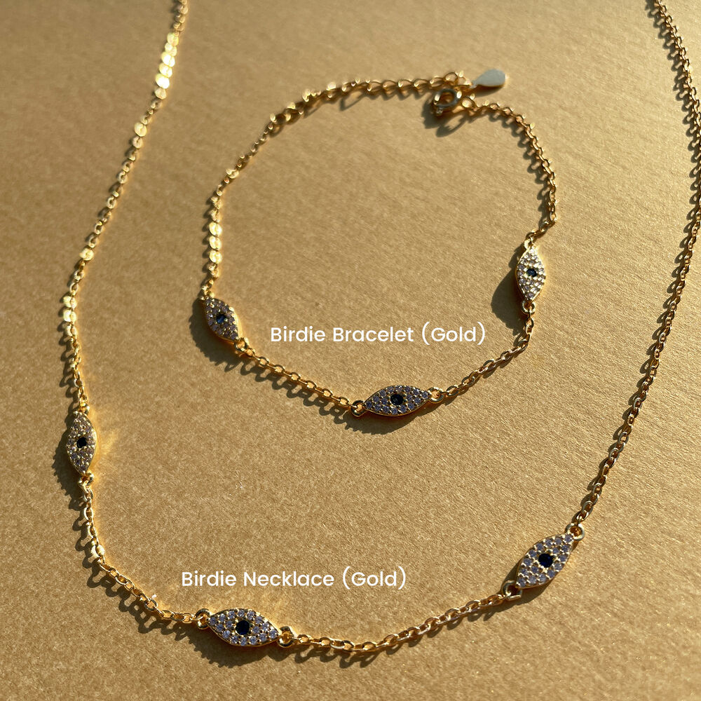 Culturesse Birdie Evil Eye Bracelet (Gold)