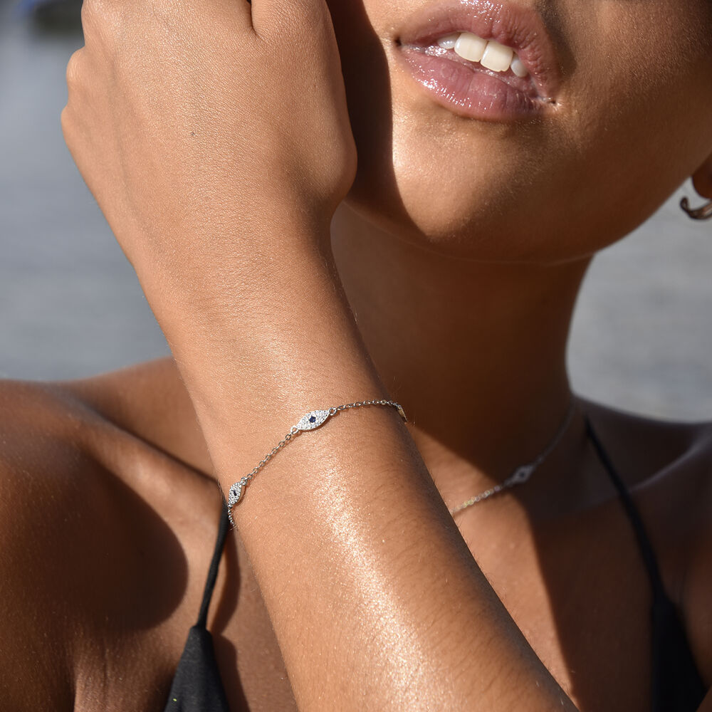 Culturesse Birdie Evil Eye Bracelet (Silver)