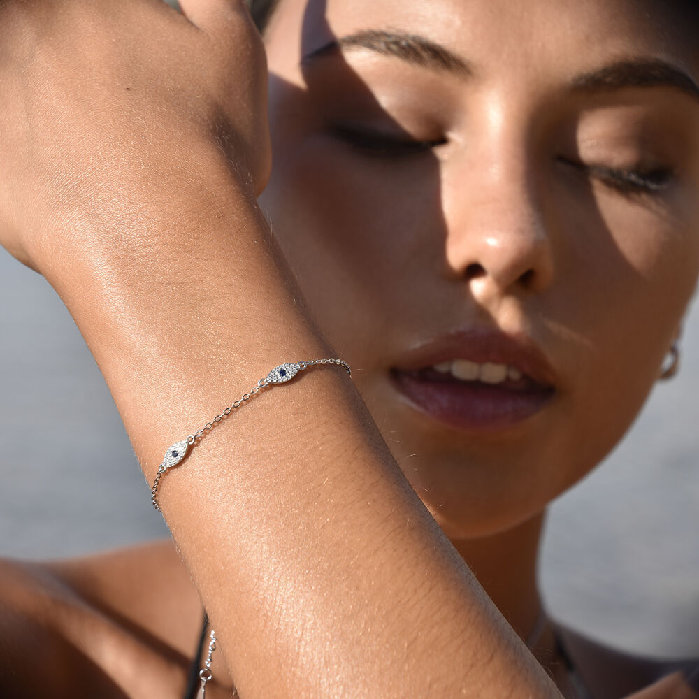 Culturesse Birdie Evil Eye Bracelet (Silver)