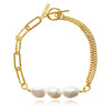 Culturesse Anouk Freshwater Pearl Dual Chain Bracelet (Gold Vermeil)