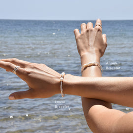 Culturesse Anouk Freshwater Pearl Dual Chain Bracelet (Silver)