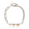 Culturesse Anouk Freshwater Pearl Dual Chain Bracelet (Silver)