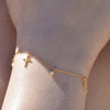 Culturesse Adina Fine Diamante Cross Charm Bracelet (24K Gold)