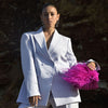 Culturesse Vivant Beaded Ostrich Fur Bag (Vivid Magenta)