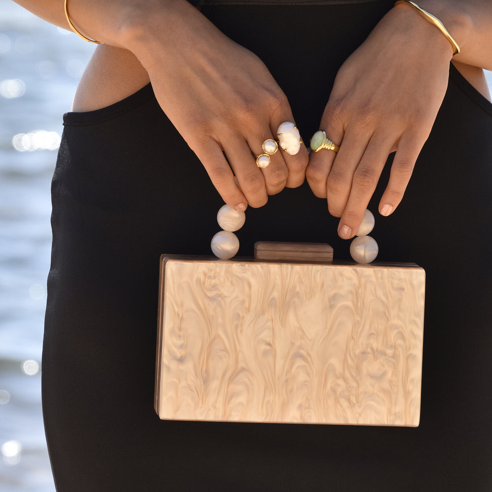 Culturesse Lorena Artsy Resin Clutch (Neutral Shimmer)