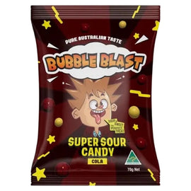 Bubble Blast Super Sour Cola Candy 70g Australian Made Fizzy Lollies