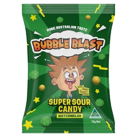 Bubble Blast Super Sour Watermelon Candy 70g Australian Made Lollies