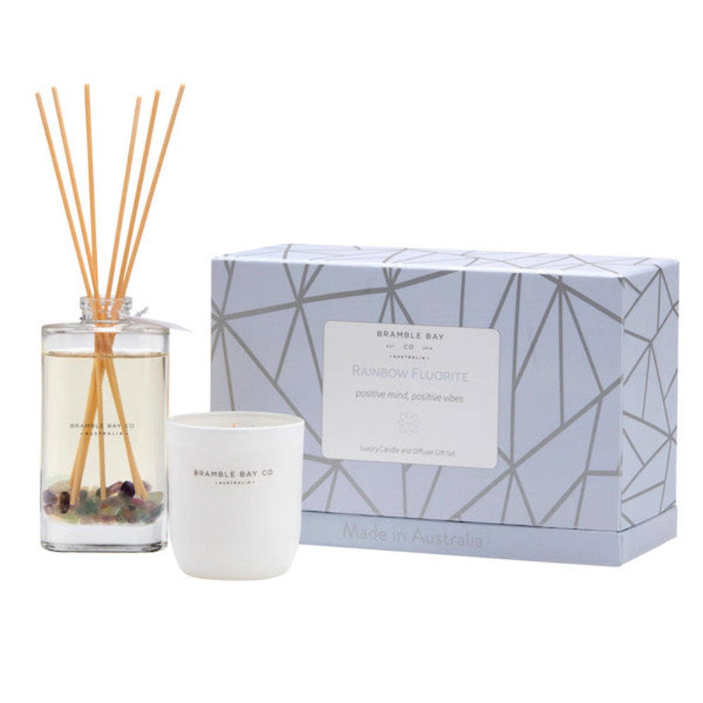 Bramble Bay Diffuser Candle Giftbox Crystal Infusion Grapefruit Coconut Lime