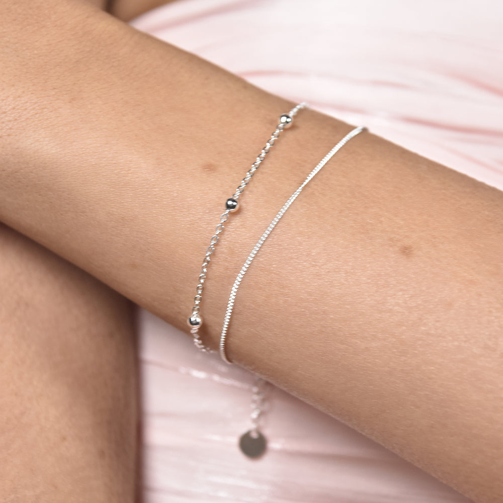 Culturesse Amour Fine Silver Dual Chain Bracelet