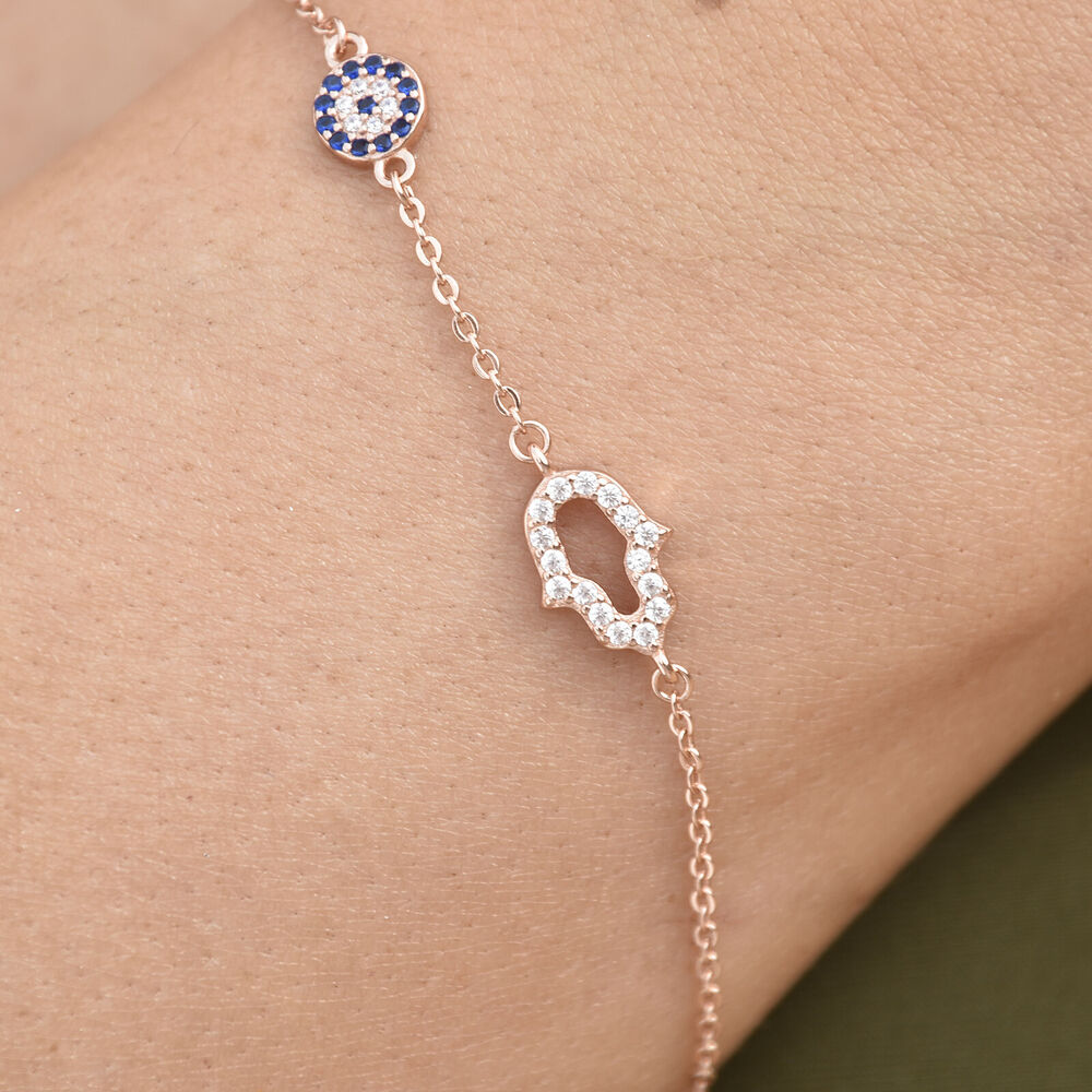 Culturesse Azra Luck Evil Eye Bracelet (Rose Gold)