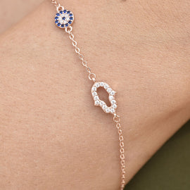 Culturesse Azra Luck Evil Eye Bracelet (Rose Gold)