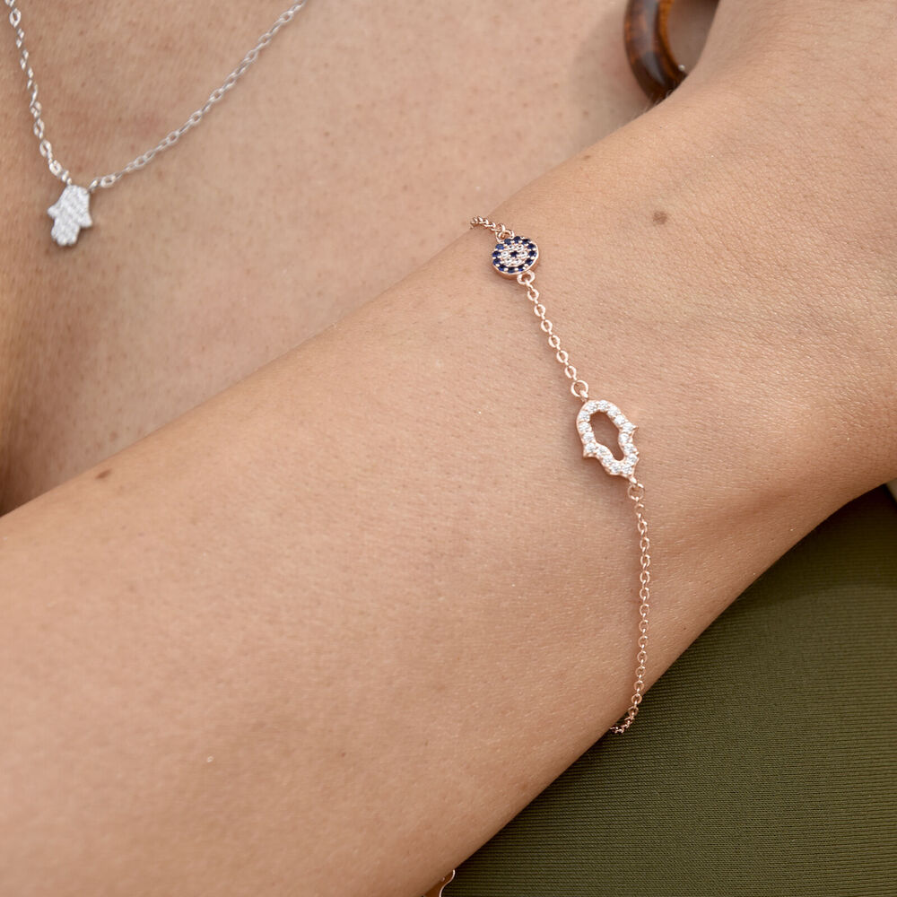 Culturesse Azra Luck Evil Eye Bracelet (Rose Gold)