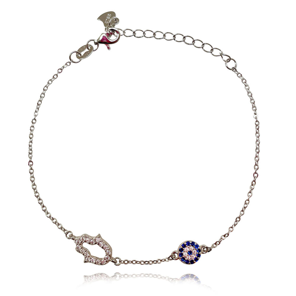 Culturesse Azra Luck Evil Eye Bracelet (Silver)