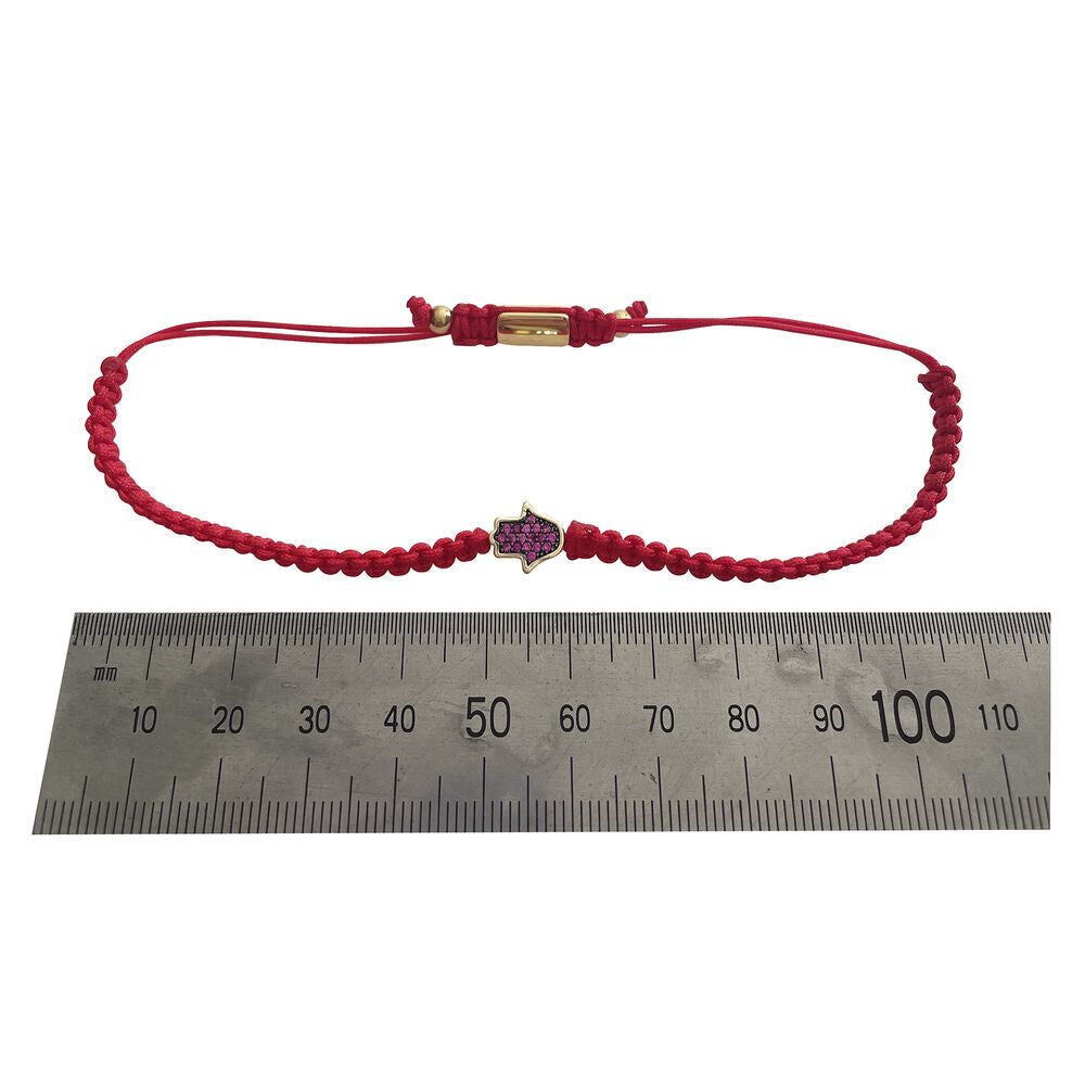 Culturesse Sacha Pave Hamsa Hand Bracelet (Gold Charm Red String)