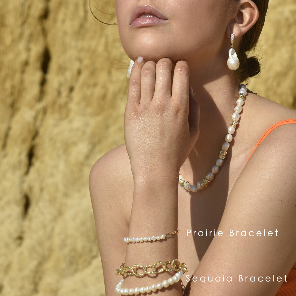 Culturesse Prairie Italian Silver Pearl Chain Bracelet