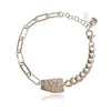 Culturesse Esther Sculpture Plate Link Chain Bracelet (Silver)
