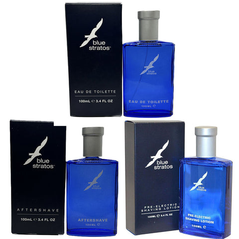 Blue Stratos Mens Fragrance Set Pre Electric Aftershave Aftershave & EDT