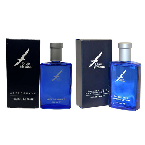 Blue Stratos Pre Electric Aftershave & Aftershave Lotion Mens Set