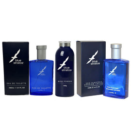 Blue Stratos Pre Electric Aftershave EDT & Talc Free Body Powder Mens Set
