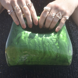 Culturesse Elka Artsy Resin Clutch (Emerald Green)