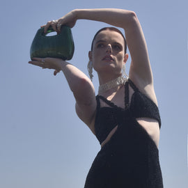 Culturesse Elka Artsy Resin Clutch (Emerald Green)