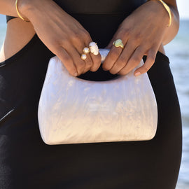 Culturesse Elka Artsy Resin Clutch (Pearl White)