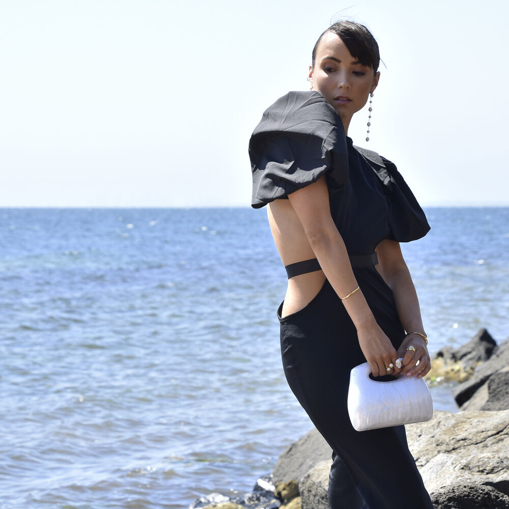 Culturesse Elka Artsy Resin Clutch (Pearl White)