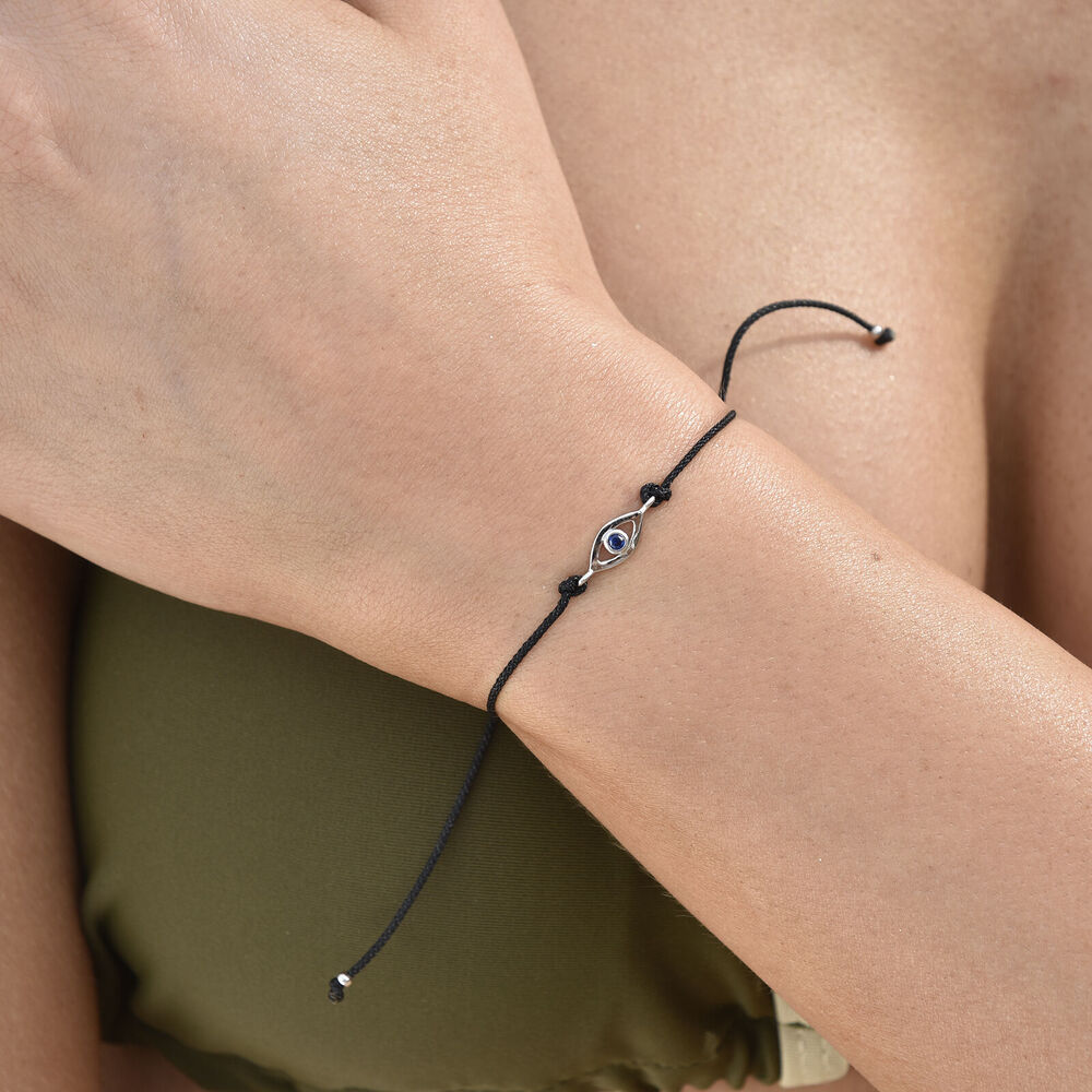 Culturesse Aysun Gold Evil Eye Bracelet (Black String)