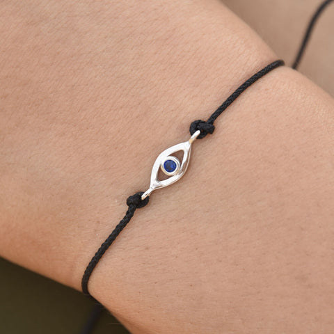 Culturesse Aysun Gold Evil Eye Bracelet (Black String)