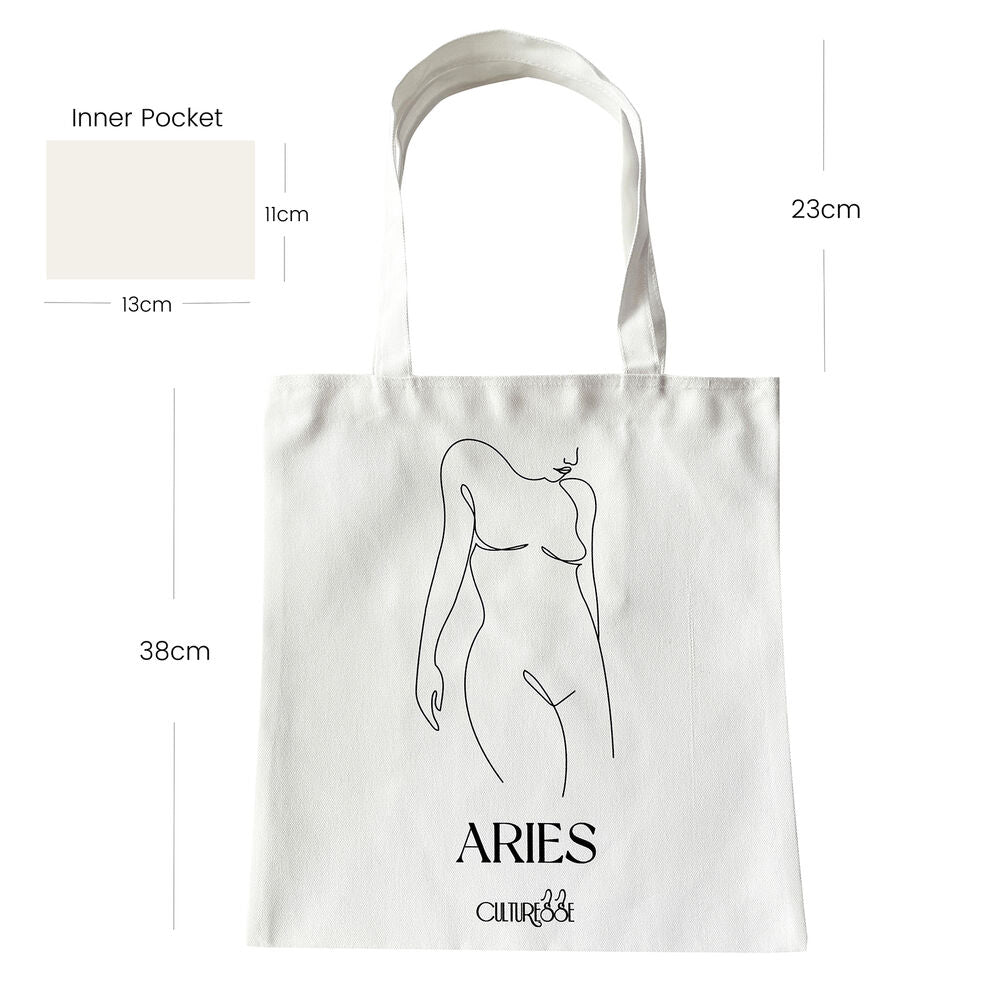 Culturesse She Is Aries Eco Zodiac Muse Tote Bag