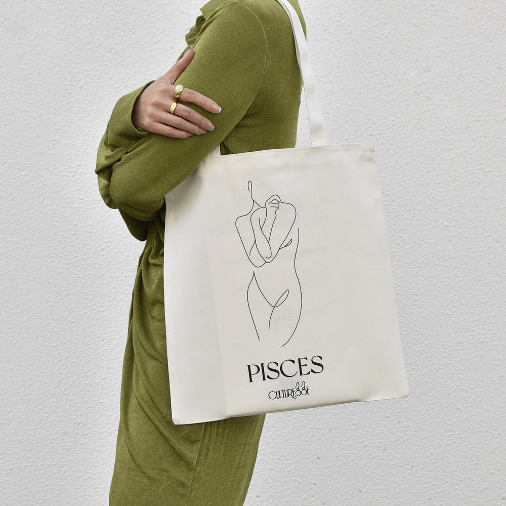 Culturesse She Is Pisces Eco Zodiac Muse Tote Bag