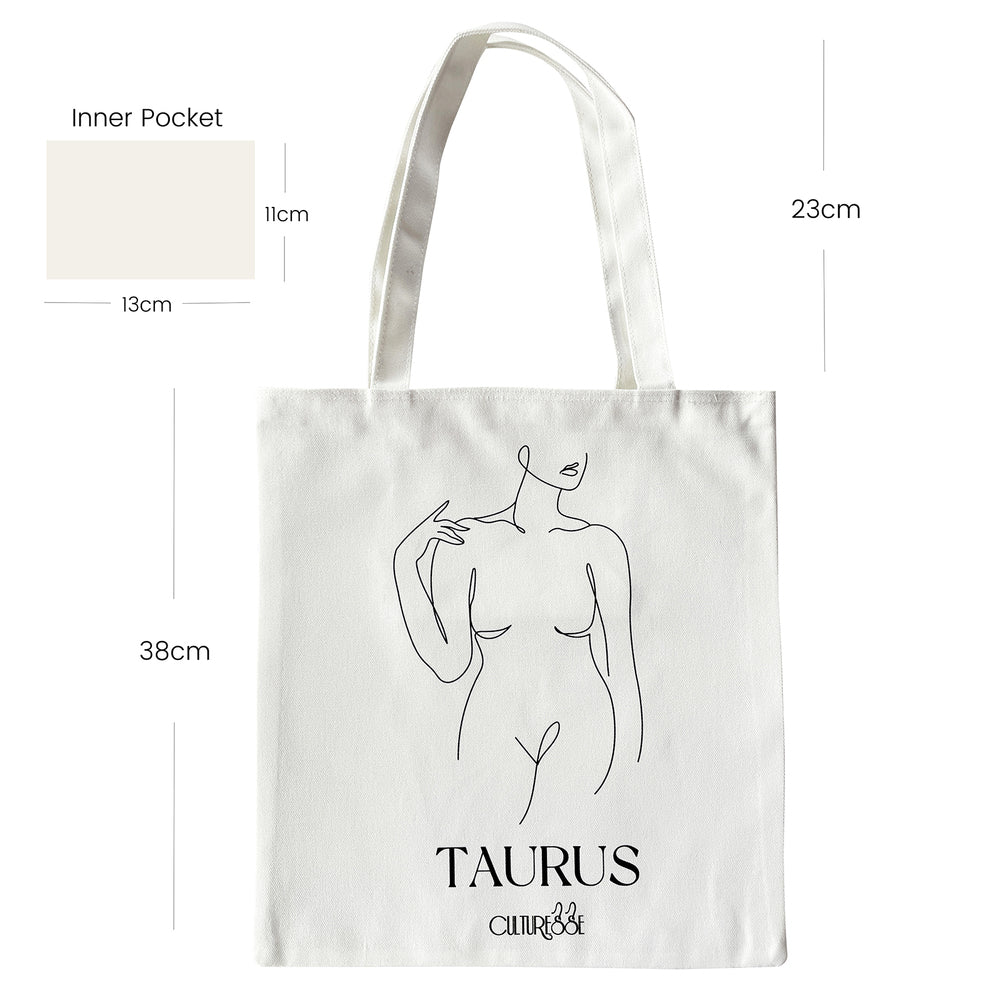 Culturesse She Is Taurus Eco Zodiac Muse Tote Bag