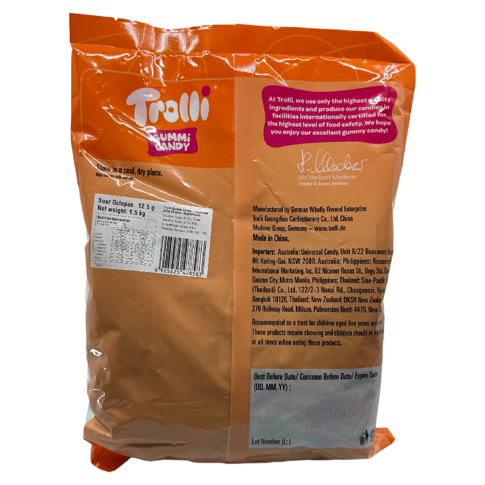 Trolli Sour Octopus 1.5 kg  Bulk Candy Lolly Bag