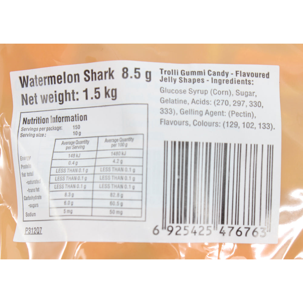 Trolli Watermelon Sharks Candy Lollies Sweets Bulk Pack 1.5kg
