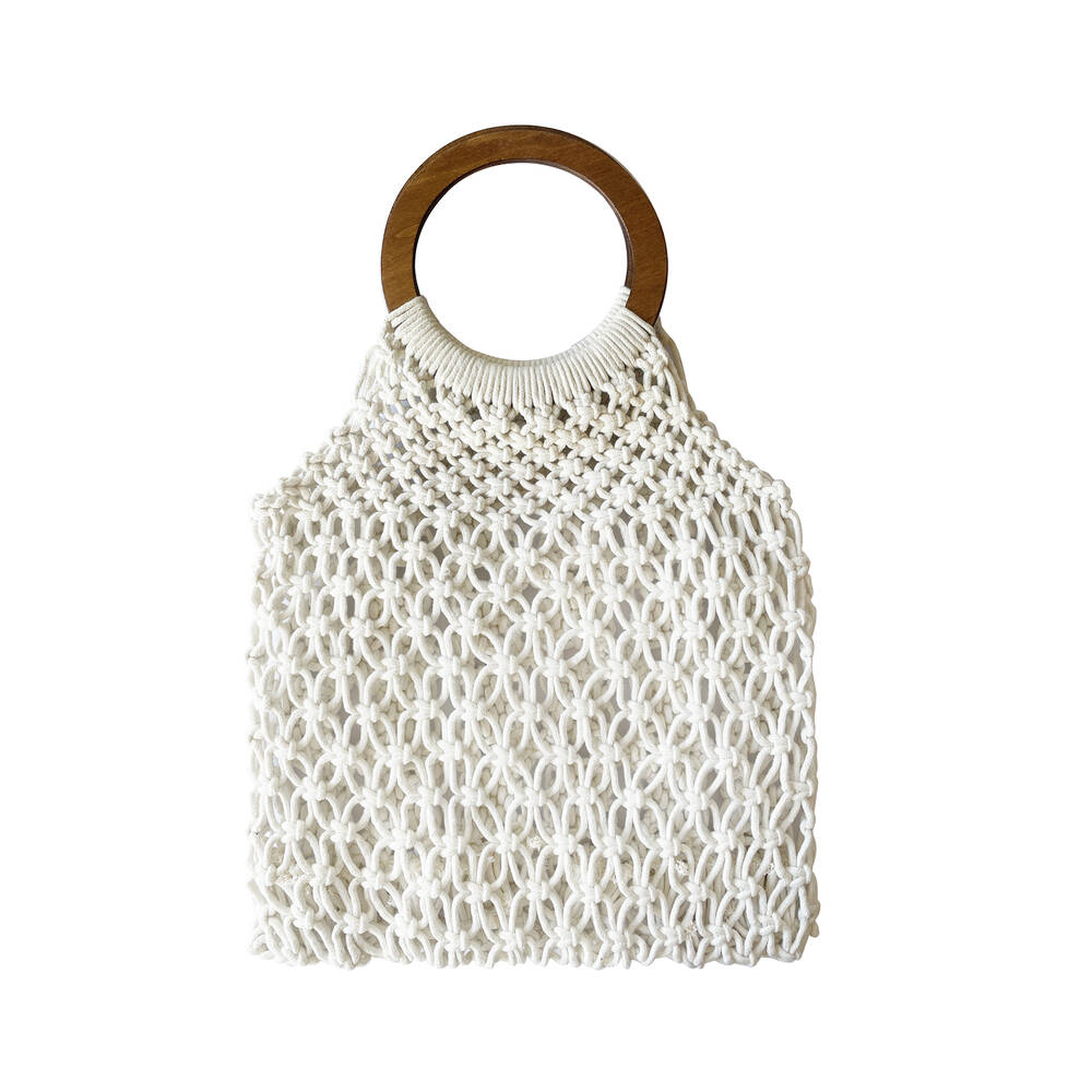 Culturesse Elowen Natural Woven Netting Bag (White)