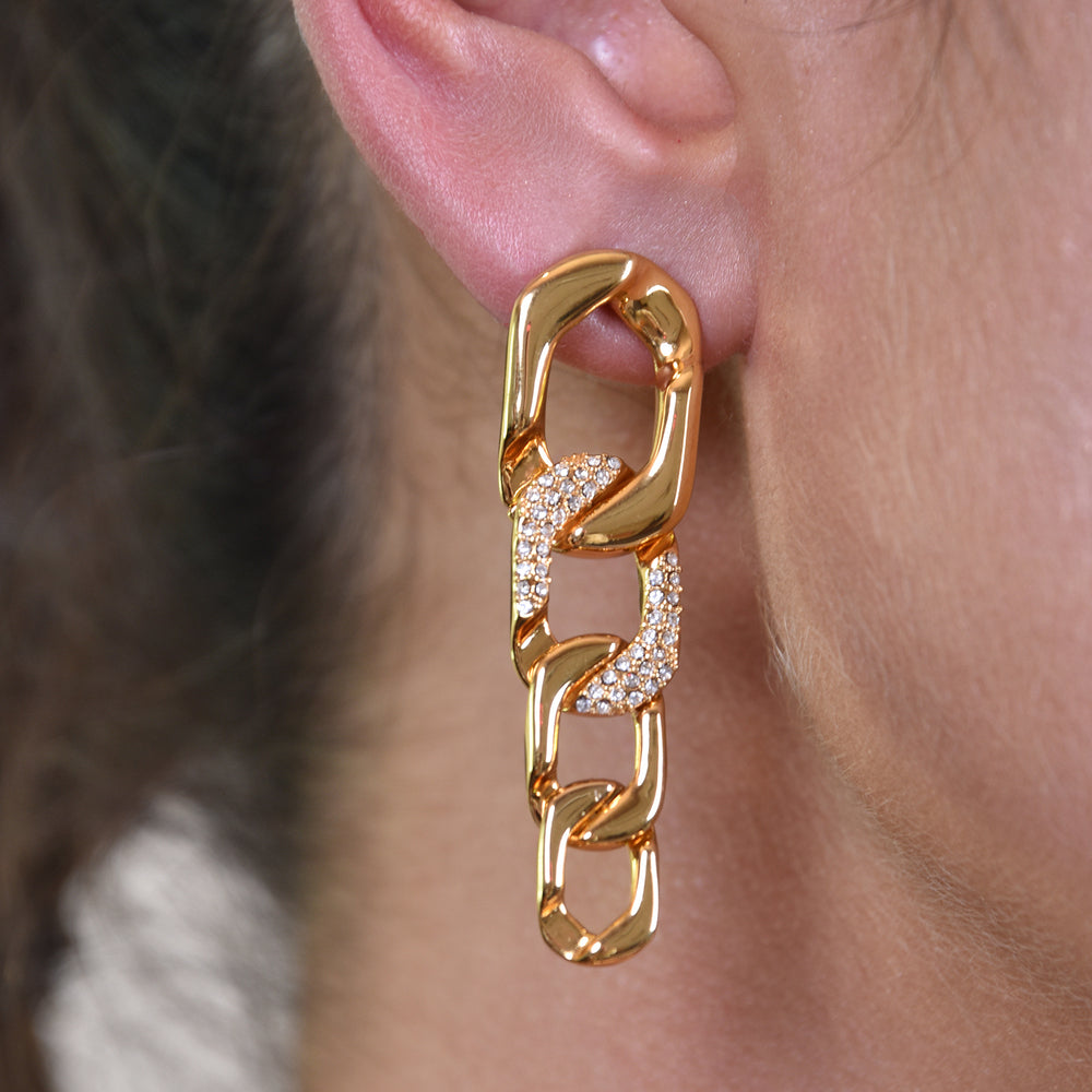 Culturesse London 18K Diamante Chain Drop Earrings