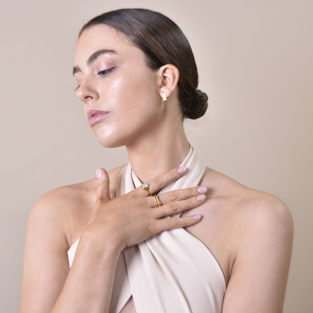 Culturesse Eleonore Gold Vermeil Zircon Open Ring