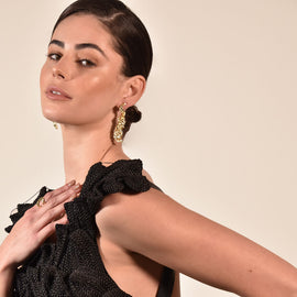 Culturesse Azure 22K Sculpture Art Earrings