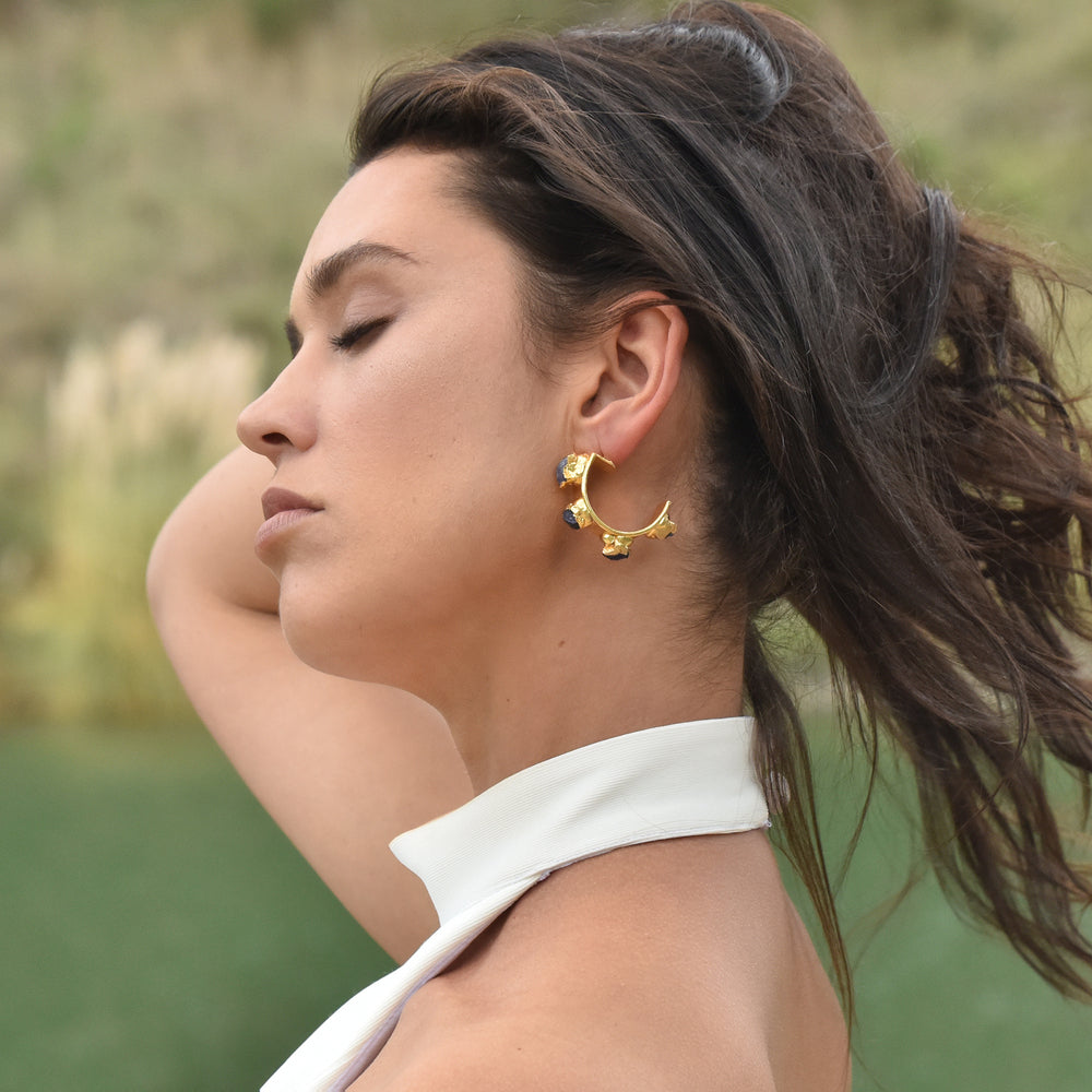 Culturesse Donatella 22K Natural Raw Sapphire Earrings